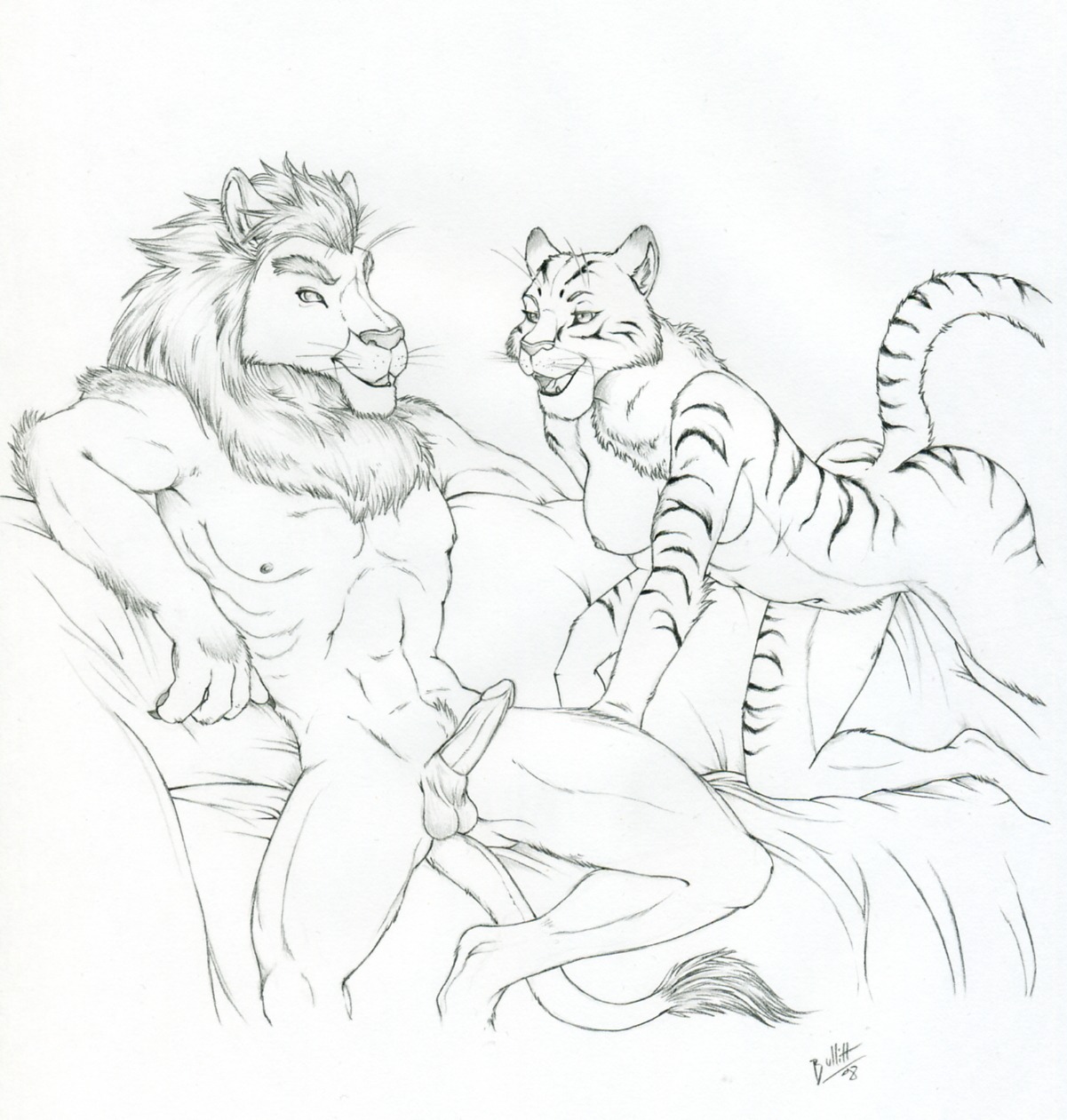 2008 anthro balls breasts feline female fur furry jaleo lion male nude penis rule34 straight tiger