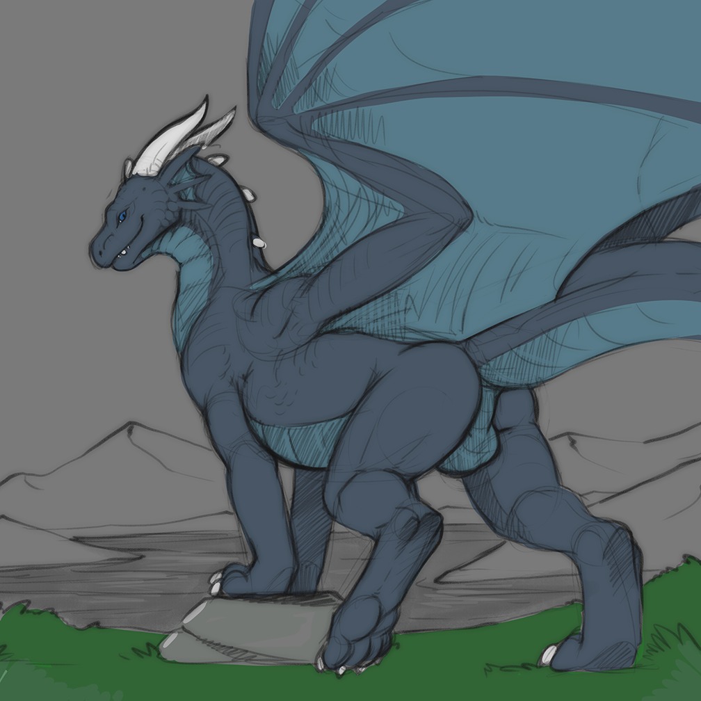 1:1 2014 anus backsack balls blue_eyes boulder butt claws conditional_dnp digitigrade dragon dragonator e621 feral genitals horn looking_at_viewer looking_back male membrane_(anatomy) membranous_wings mountain mythological_creature mythological_scalie mythology naughty_face non-mammal_balls outside presenting presenting_hindquarters rock scalie sketch smile solo tail tojo_the_thief wings