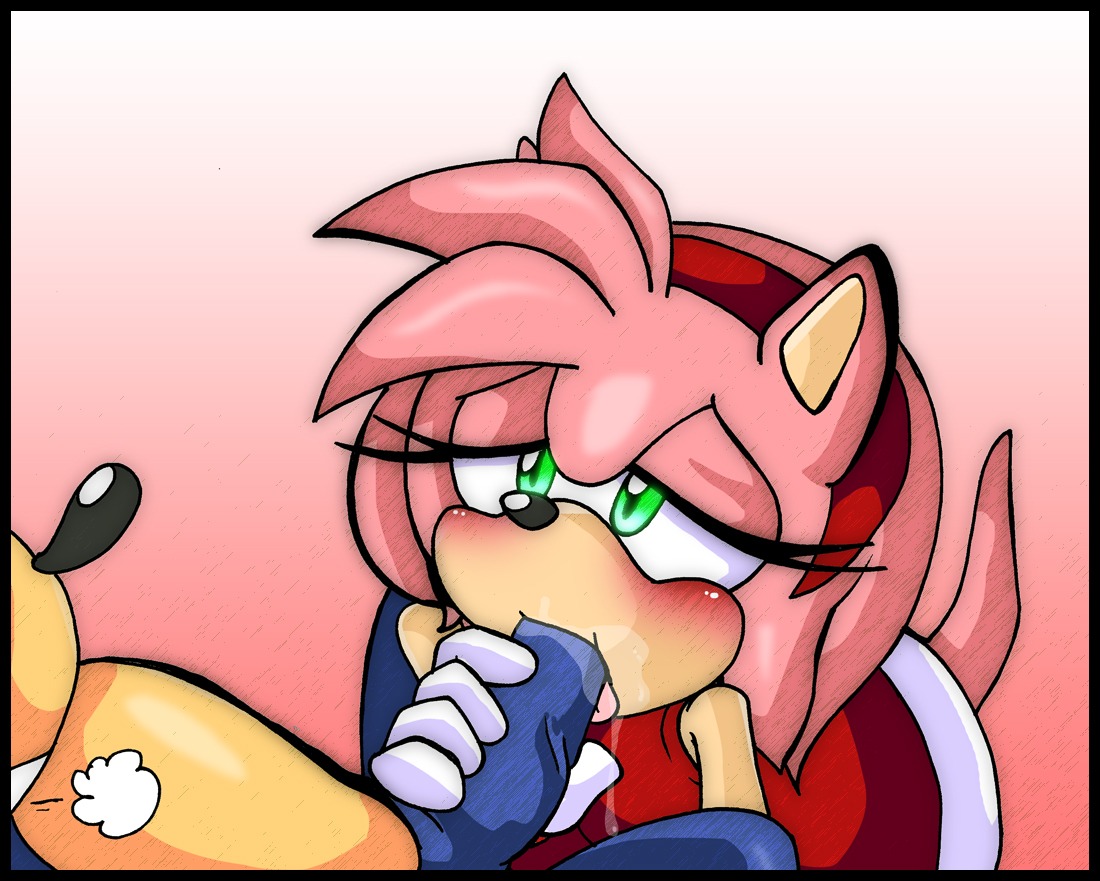 amy_rose anthro big_eyes big_head black_border blue_body blue_fur blue_penis bodily_fluids border clothing cum cum_in_mouth cum_inside duo e621 erection eulipotyphlan fellatio female female_penetrated fur genital_fluids genitals gradient_background green_eyes hair hedgehog male male/female male_penetrating male_penetrating_female mammal oral oral_penetration penetration penile penis pink_body pink_fur pink_hair sega sex simple_background sonic_the_hedgehog sonic_the_hedgehog_(series) tail toony unknown_artist