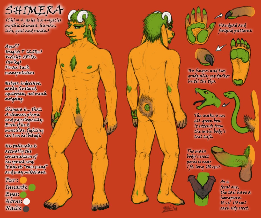 2_penises 6:5 animal_genitalia animal_penis anthro balls beard bovid caprine chest_tuft chimera claws cloaca cloacal_penis e621 erection european_mythology facial_hair fangs felid floppy_ears fur genitals goat goatee greek_mythology green_hair hair horn humanoid_genitalia humanoid_penis hybrid info lion living_tail male mammal model_sheet multi_genitalia multi_penis muscular muscular_anthro muscular_male mythological_chimera mythological_creature mythology nails nipples orange_body orange_fur pantherine pawpads paws penis plantigrade reptile scalie shimera snake snake_tail solo tail teeth tuft unusual_anatomy unusual_tail yellowpower