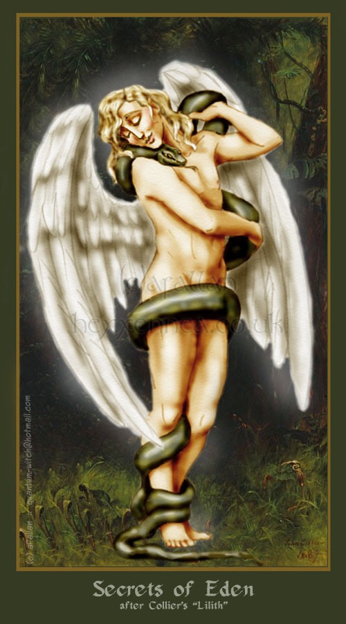 2boys angel angel_wings anthony_j_crowley art aziraphale blonde blonde_hair feathered_wings fine_art_parody gay good_omens lilith_(collier) long_hair male male/male male_focus male_only public_domain quantum_witch rule34 snake tagme white_wings wings yaoi