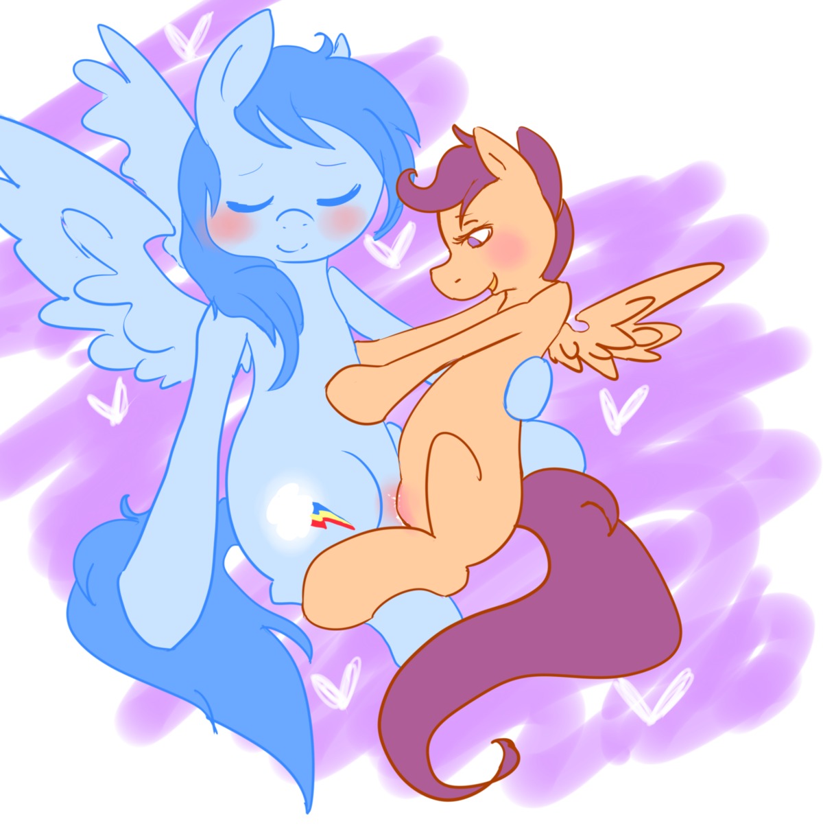 equine female feral feral_on_feral friendship_is_magic horse my_little_pony pegasus pony rainbow_dash_(mlp) rule34 scootaloo_(mlp) smooth_skin starburgers wings
