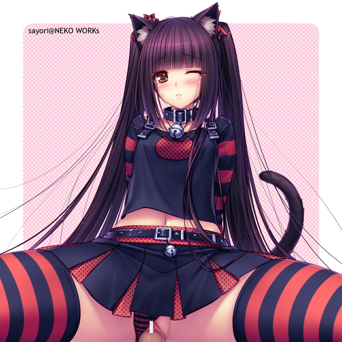 animal_ears bell bell_collar belt blush cat_ears cat_tail censored chocola_(sayori) clothed_sex collar female fur hi_res high_resolution highres jingle_bell long_hair male navel nekopara panties panties_aside penis pleated_skirt pointless_censoring polka_dot purple_hair pussy rule34 sayori sex skirt slit_pupils solo spread_legs striped striped_legwear striped_panties striped_thighhighs tail thighhighs tied_hair twintails underwear vaginal_penetration very_long_hair wince wink yellow_eyes