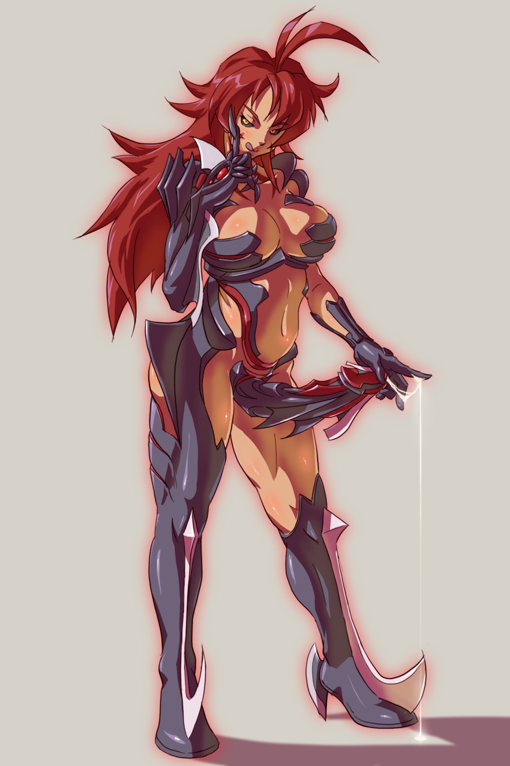 1futa anal black_sclera cum futa_only futanari high_heel_boots high_heels highres intersex masane_amaha mikoyan naughty_face penis rule34 solo solo_futa tongue witchblade