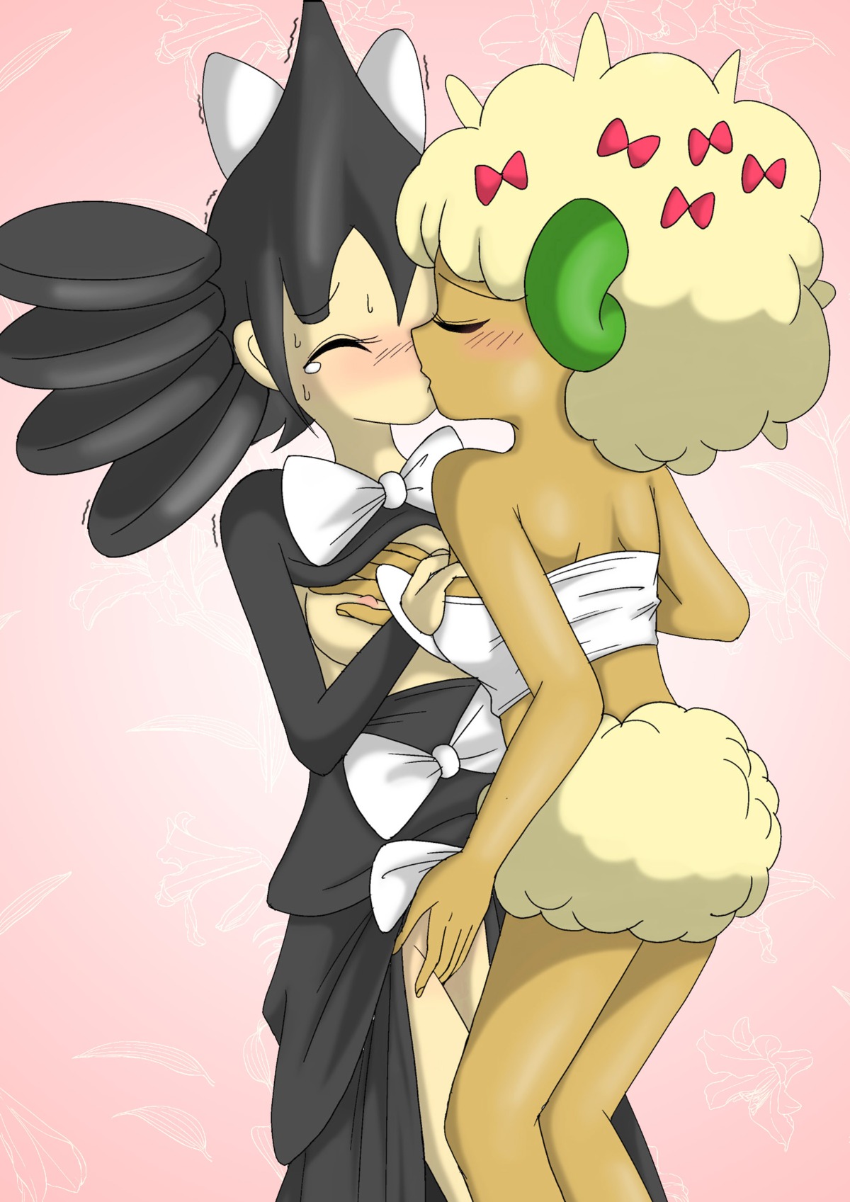 anthro clothing color female female_only fingering gothitelle interspecies multiple_females multiple_girls pokemon rule34 whimsicott yuri