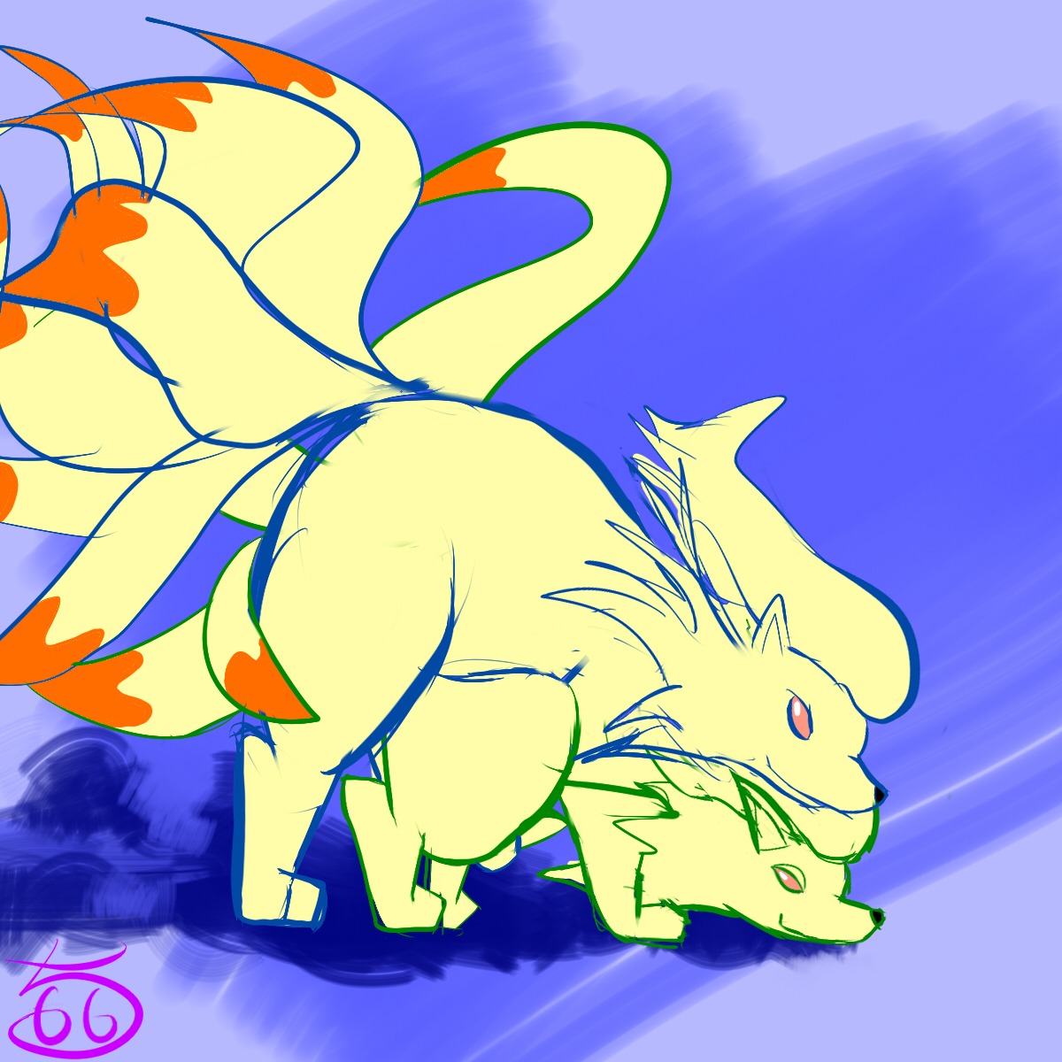 1:1 blue_background canid canine conditional_dnp duo e621 feral generation_1_pokemon hi_res klaide male mammal multi_tail ninetales nintendo penetration pokemon pokemon_(species) sex simple_background tail