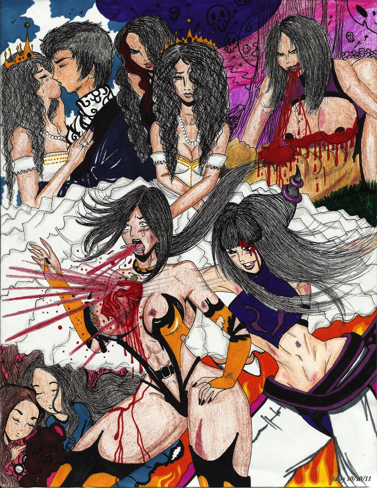 crossover female gore guro human jassycoco juri_han mileena mortal_kombat rule34 street_fighter sub-zero tanya_(mortal_kombat)
