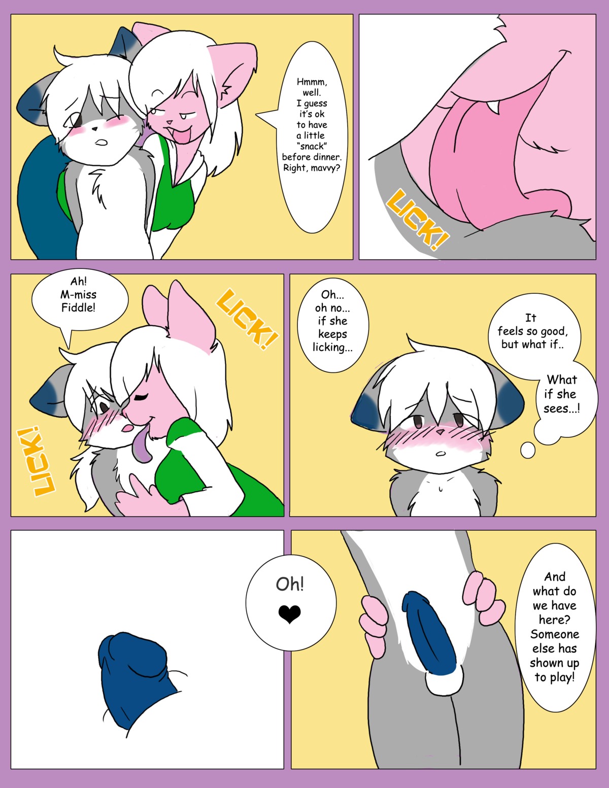 absurd_res adult_on_child adult_on_young age_difference animal_genitalia anthro anthro_on_anthro arcc babysitter balls becoming_erect bent_over biped black_eyebrows black_eyes black_nose black_text blue_body blue_bottomwear blue_clothing blue_ears blue_fur blue_glans blue_penis blush bodily_fluids bottomwear breasts canid canine catfiddle chest_tuft child close-up clothed clothed/nude clothed_female clothing comic curved_eyebrows dark_eyebrows dark_glans dark_nose dark_penis dark_text dialogue dipstick_ears domestic_cat duo e621 ear_markings english_text erection eye_through_hair eyebrow_through_hair eyebrows fangs felid feline felis fellatio female flat_colors fox fully_clothed fur genital_close-up genitals glans green_clothing green_shirt green_topwear grey_body grey_ears grey_face grey_fur hair hand_on_hip hand_on_partner's_hip hands_behind_back hands_on_waist heart_symbol hi_res larger_female licking licking_another light_balls light_body light_fur light_hair long_hair looking_aside looking_at_another male male/female mammal markings maverick_skye monotone_balls monotone_body monotone_bottomwear monotone_clothing monotone_face monotone_fur monotone_genitals monotone_hair monotone_penis multicolored_body multicolored_clothing multicolored_ears multicolored_face multicolored_fur multicolored_shirt multicolored_topwear no_pupils nude older_anthro older_female one_eye_closed oral orange_text penile penis penis_close-up pink_body pink_ears pink_face pink_fur pink_nose pink_tongue ponytail purple_tongue raised_inner_eyebrows sex sheath shirt shoulder_lick simple_background sissy_fiddle size_difference smaller_male speech_bubble standing talking_to_another tears teeth text text_border thin_eyebrows thought_bubble tongue tongue_out topwear translucent translucent_hair tuft two_tone_clothing two_tone_ears two_tone_face two_tone_shirt two_tone_topwear unwanted_erection white_balls white_body white_clothing white_eyes white_face white_fur white_hair white_shirt white_text_border white_topwear young young_anthro young_male younger_anthro younger_male