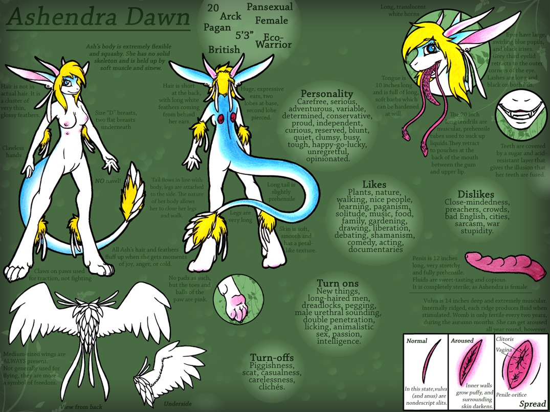 2011 alien anthro ashendra barbed_tongue big_ears breasts character_name drakainadawn e621 english_text genitals herm horn intersex model_sheet multi_nipple nipples nude paws penis prehensile_penis solo tendrils text tongue vulva