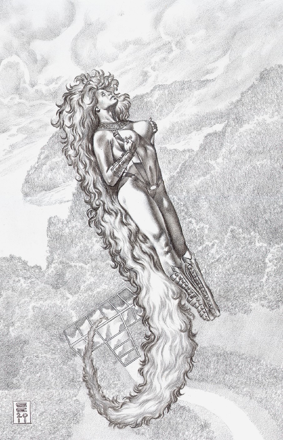 1girls 2011 dc dc_comics female female_only gene_espy koriand'r monochrome rule34 solo starfire starfire_(comics) teen_titans