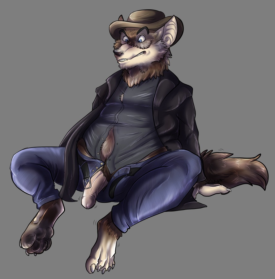 alpha_channel anthro belt biped blue_eyes bottomwear canid canine canis clothing coyote denim denim_bottomwear denim_clothing digitigrade e621 fur genitals half-erect hat headgear headwear humanoid_genitalia humanoid_penis jacket jeans looking_down male mammal pants paws penis posscat shirt simple_background sitting solo tail topwear transformation transparent_background