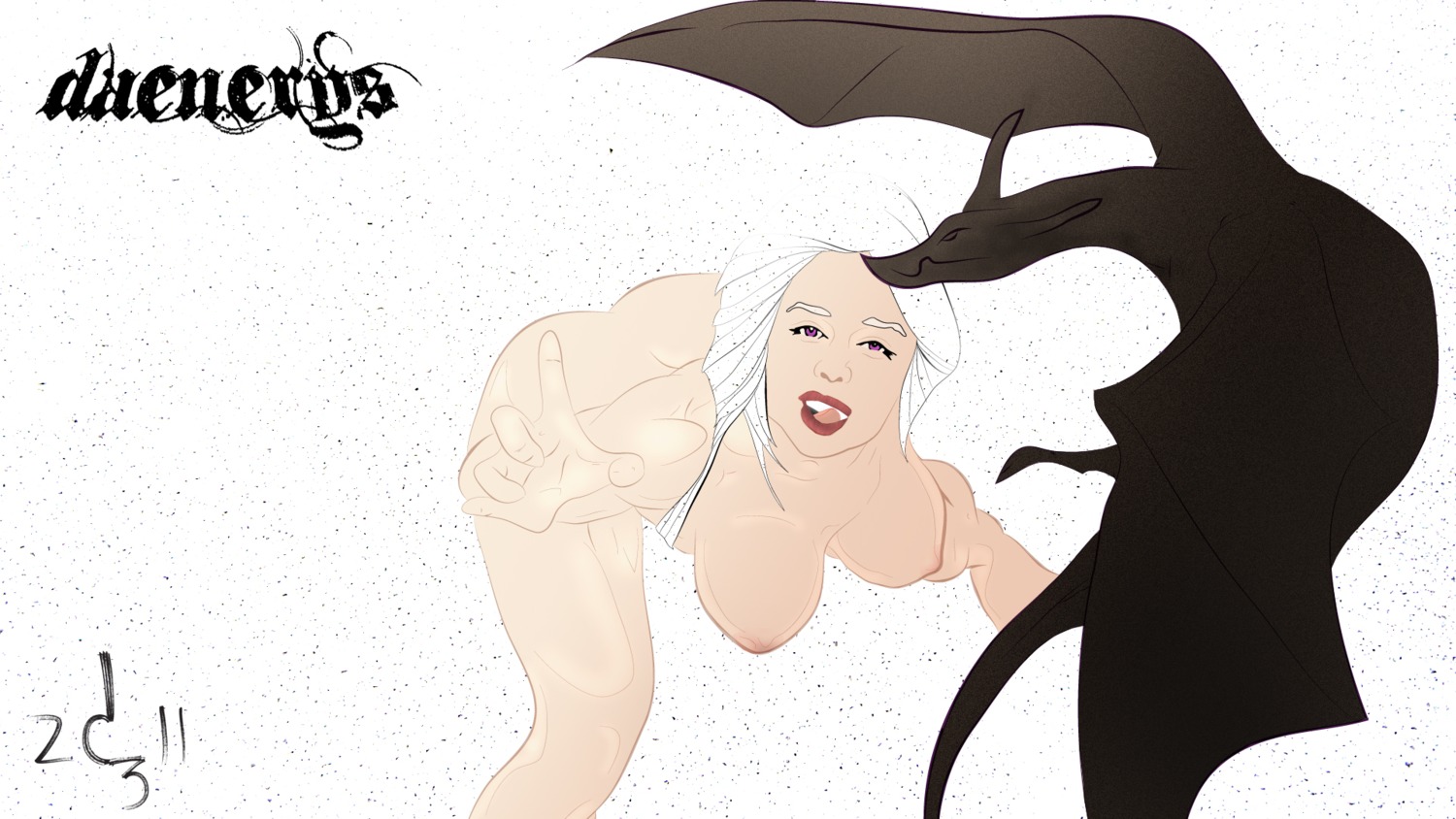 1girls 2d a_song_of_ice_and_fire ass breasts daenerys_targaryen dragon female game_of_thrones nipples purple_eyes rule34 tagme tongue tongue_out white_hair