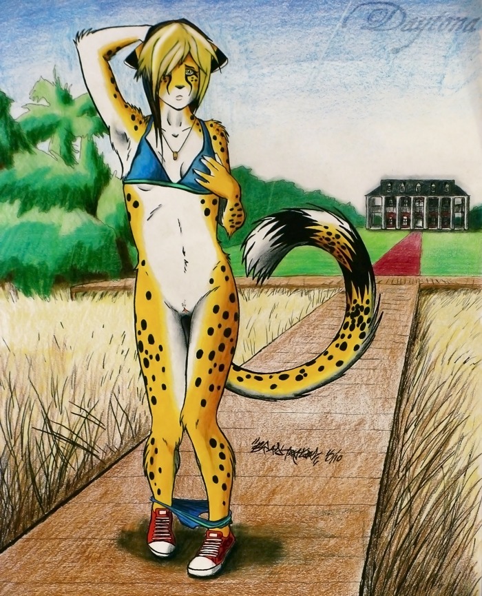 anthro black_nose bottomless cheetah clothed clothing daytonacheetah e621 felid feline female genitals mammal outside panties panties_down partially_clothed solo tail underwear underwear_down undressing vulva whitetip