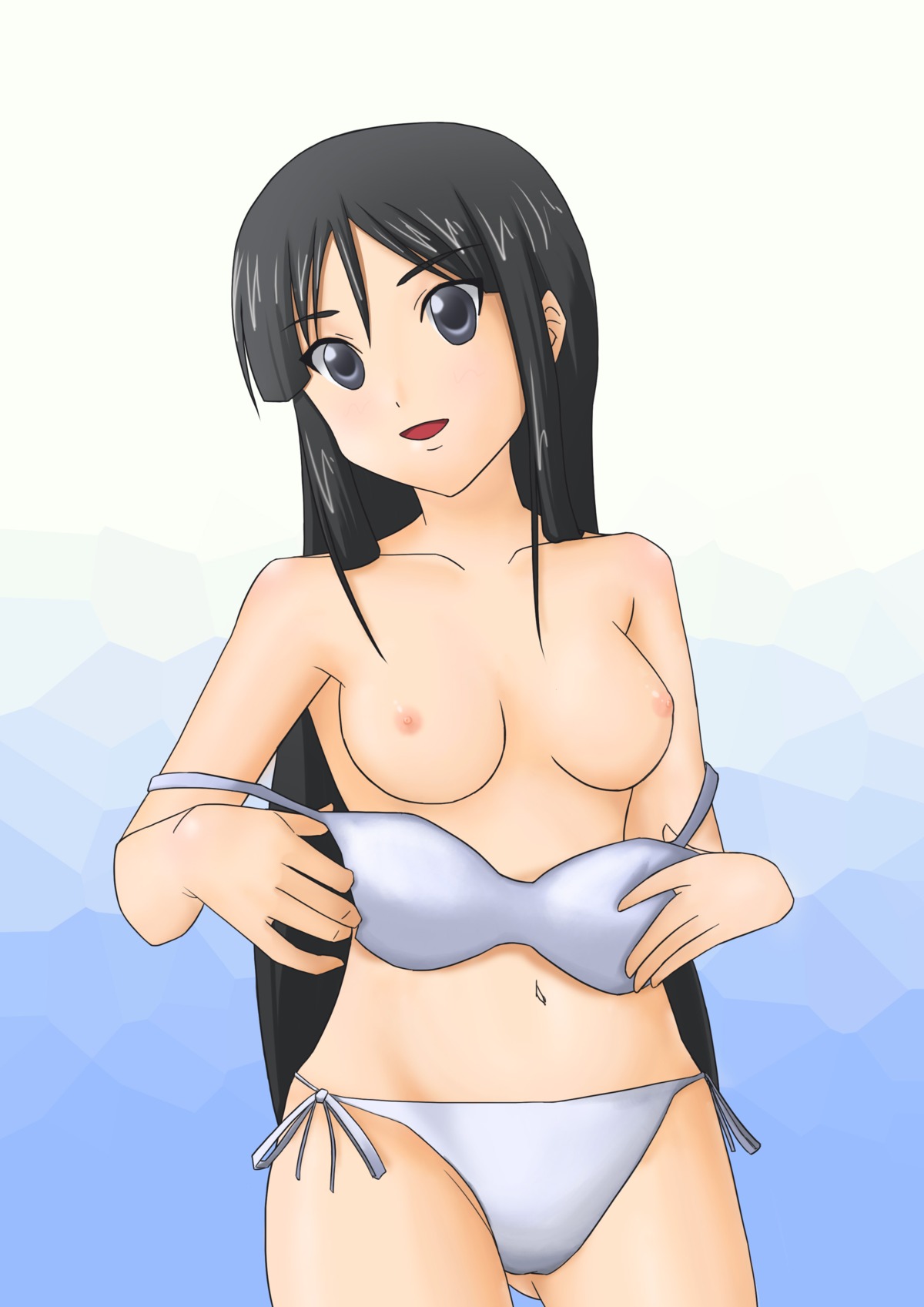 black_hair breasts female female_only human human_only k-on! long_hair mio_akiyama_(k-on!) nipples pointy_chin rule34 solo tagme