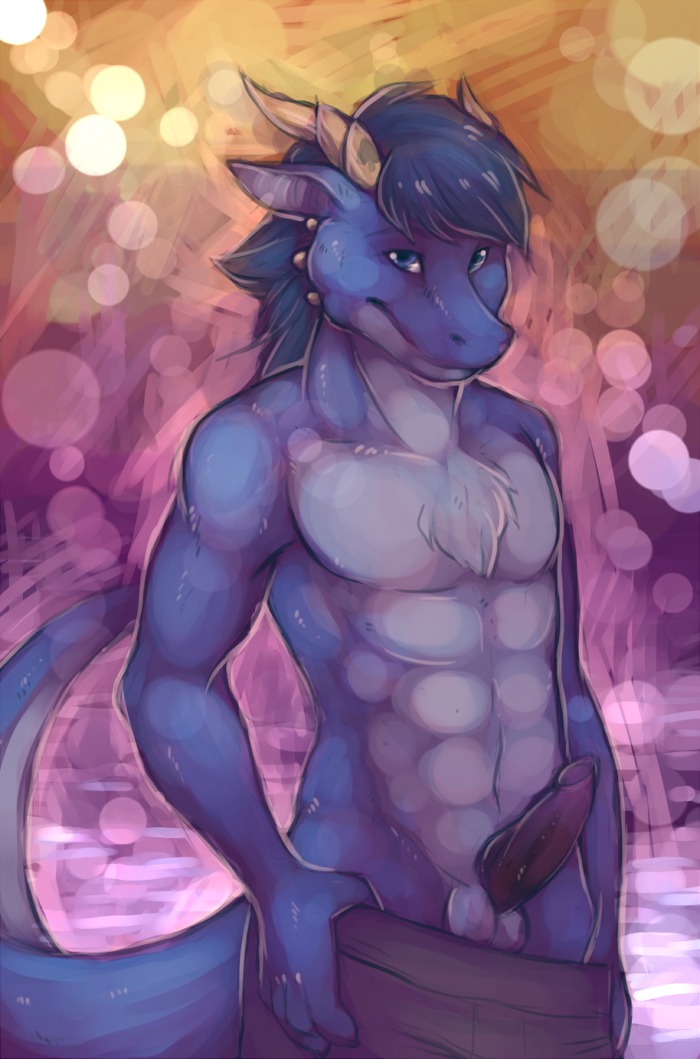 abs abstract_background anthro athletic balls biceps biped blue_body blue_eyes blue_fur blue_hair bottomwear chest_tuft clothed clothing conditional_dnp daintydragon dragon e621 erection fur garnetto genitals hair horn looking_at_viewer male muscular muscular_anthro mythological_creature mythological_scalie mythology nude pants pecs penis presenting scalie simple_background solo standing tail thick_penis topless tuft undressing