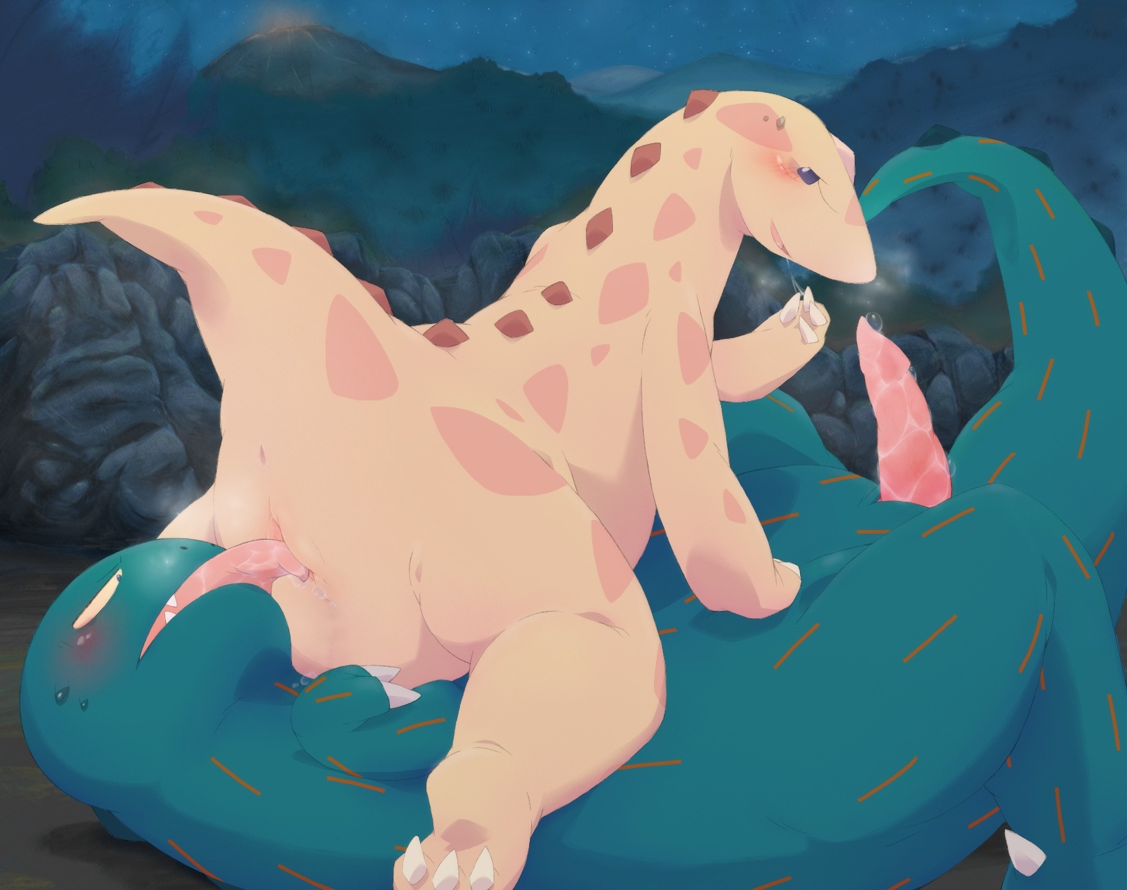 2012 anus blush bodily_fluids cunnilingus dinosaur duo e621 erection female feral feral_on_feral genital_fluids genitals hearto hi_res incest_(lore) interspecies licking male male/female mother_(lore) mother_and_child_(lore) mother_and_son_(lore) mountain open_mouth oral outside parent_(lore) parent_and_child_(lore) parent_and_son_(lore) penis precum prehistoric_species pseudo_incest_(lore) reptile scalie sex son_(lore) tail tongue tongue_out vaginal vulva yonezmi you_are_umasou
