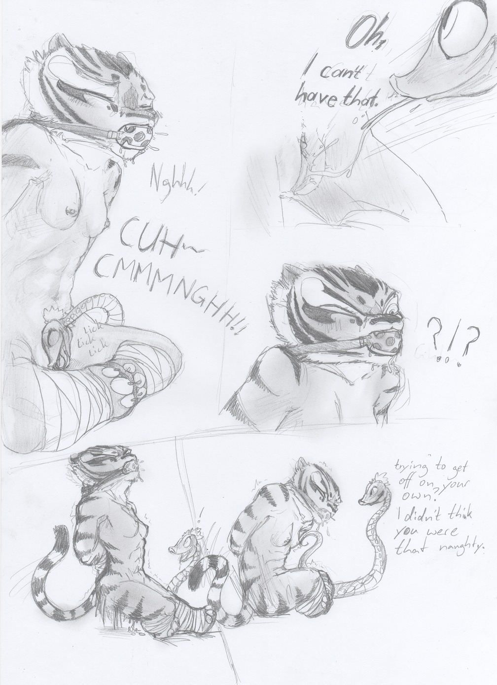 2girls abs ball_gag bondage comic cunnilingus female gag interspecies kung_fu_panda master_tigress master_viper monochrome multiple_females multiple_girls muscular muscular_female oral pussy pussy_juice rule34 sketch snake tiger wet yuri