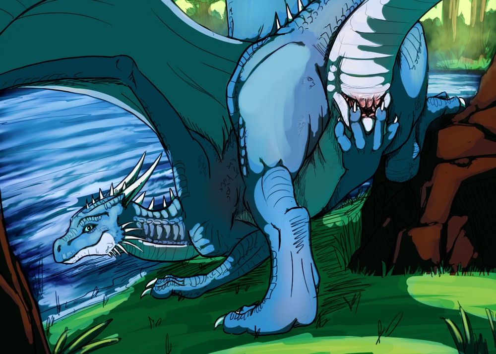 2011 animal_genitalia ass_up butt cloaca comic dragon e621 european_mythology female female_feral feral genitals horizontal_cloaca horn inheritance_cycle looking_at_viewer looking_back lying membrane_(anatomy) membranous_wings mythological_creature mythological_scalie mythology on_front outside presenting presenting_cloaca presenting_hindquarters raised_tail saphira scalie smile solo spread_cloaca spreading syrinoth tail western_dragon wings