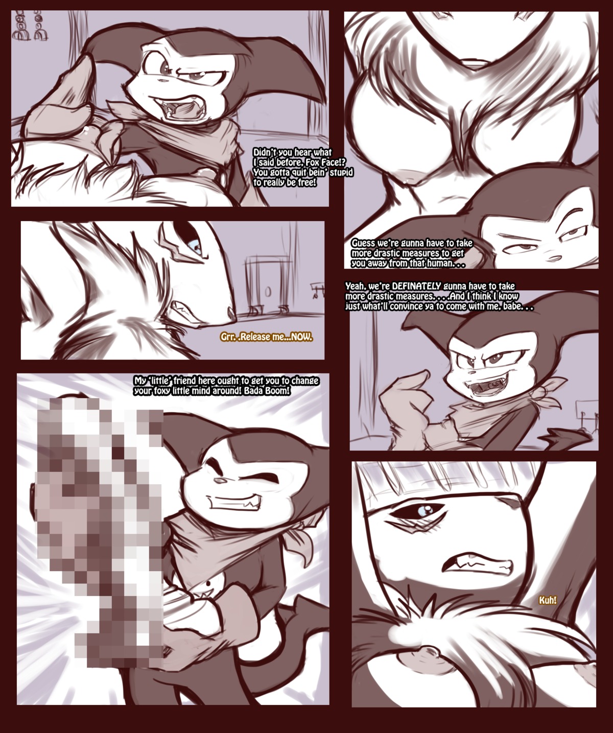 anthro bondage breasts canine censored comic demon digimon digimon_(species) dildo female fox fur imminent_rape imp impmon male mel_the_hybrid penis renamon rule34 sex_toy