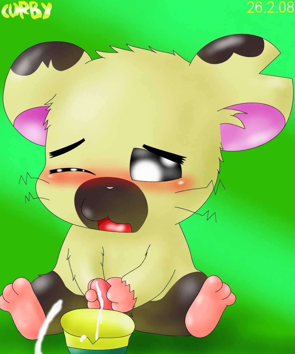 blush bodily_fluids boss_(hamtaro) clothing cricetid cum curby e621 erection genital_fluids genitals hamster hamtaro_(series) hat headgear headwear male mammal penis rodent solo
