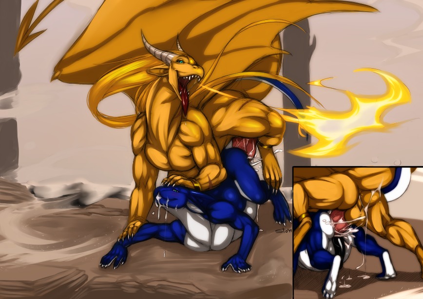 all_fours anal anal_penetration andrus balls big_penis blue_body bodily_fluids cum cum_in_ass cum_inflation cum_inside doggystyle dominant dragon duo e621 erection european_mythology excessive_cum excessive_genital_fluids fire firondraak from_behind_position genital_fluids genitals horn huge_penis hyper inflation larger_dom larger_male male male/male male_penetrated male_penetrating male_penetrating_male membrane_(anatomy) membranous_wings mythological_creature mythological_scalie mythology nude open_mouth orgasm penetration penis scalie sex size_difference smaller_male starsoul tail western_dragon wings