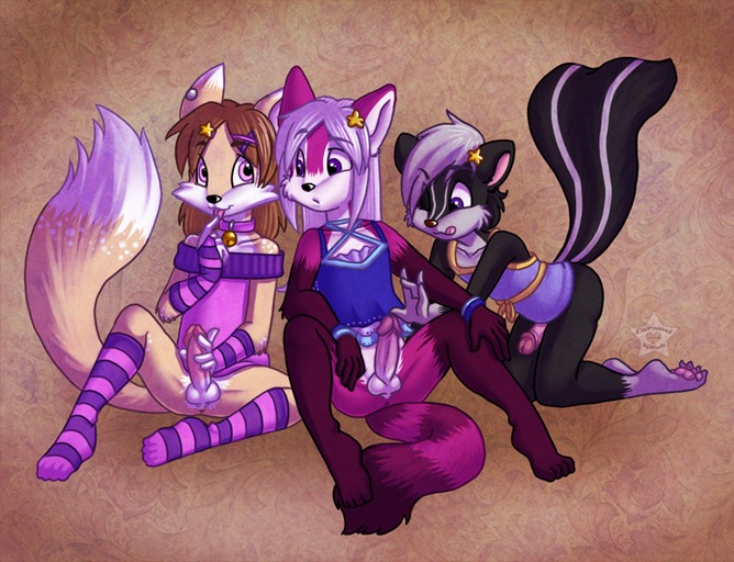 ailurid anthro anus armwear ashley_(ashnekoboy) blush bottomless butt canid canine caramel-kitteh clothed clothing crossdressing e621 erection femboy fox genitals group hair humanoid_genitalia humanoid_penis legwear male male/male mammal masturbation mephitid nude nutmeg pattern_armwear pattern_clothing pattern_legwear penile penile_masturbation penis red_panda scotty_kat skunk stare stockings striped_armwear striped_clothing striped_legwear stripes tail