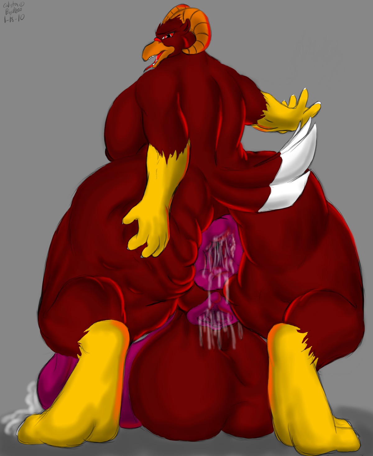 after_sex anus avian balls beak bigshow bird bovid_horn breasts butt calista_(bigshow) caprine_horn cockatrice e621 european_mythology galliform gaping gaping_anus gaping_vagina genitals herm hi_res horn hyper intersex mythological_avian mythological_creature mythological_scalie mythology nipples non-mammal_balls non-mammal_breasts non-mammal_nipples overweight overweight_herm overweight_intersex penis phasianid ram_horn scalie solo turkey vulva