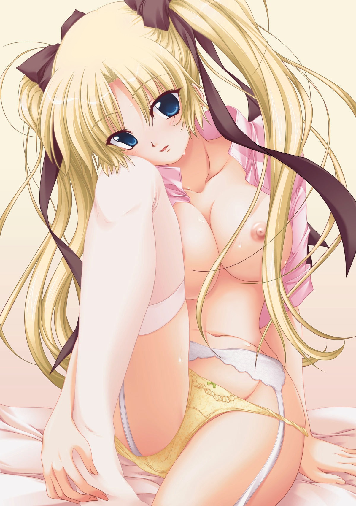 ayakaze_ryuushou character_request female female_only garter_belt human nipples no_bra nurse_no_obenkyou open_clothes open_shirt oppai panties photoshop rule34 shirt solo stockings thighhighs