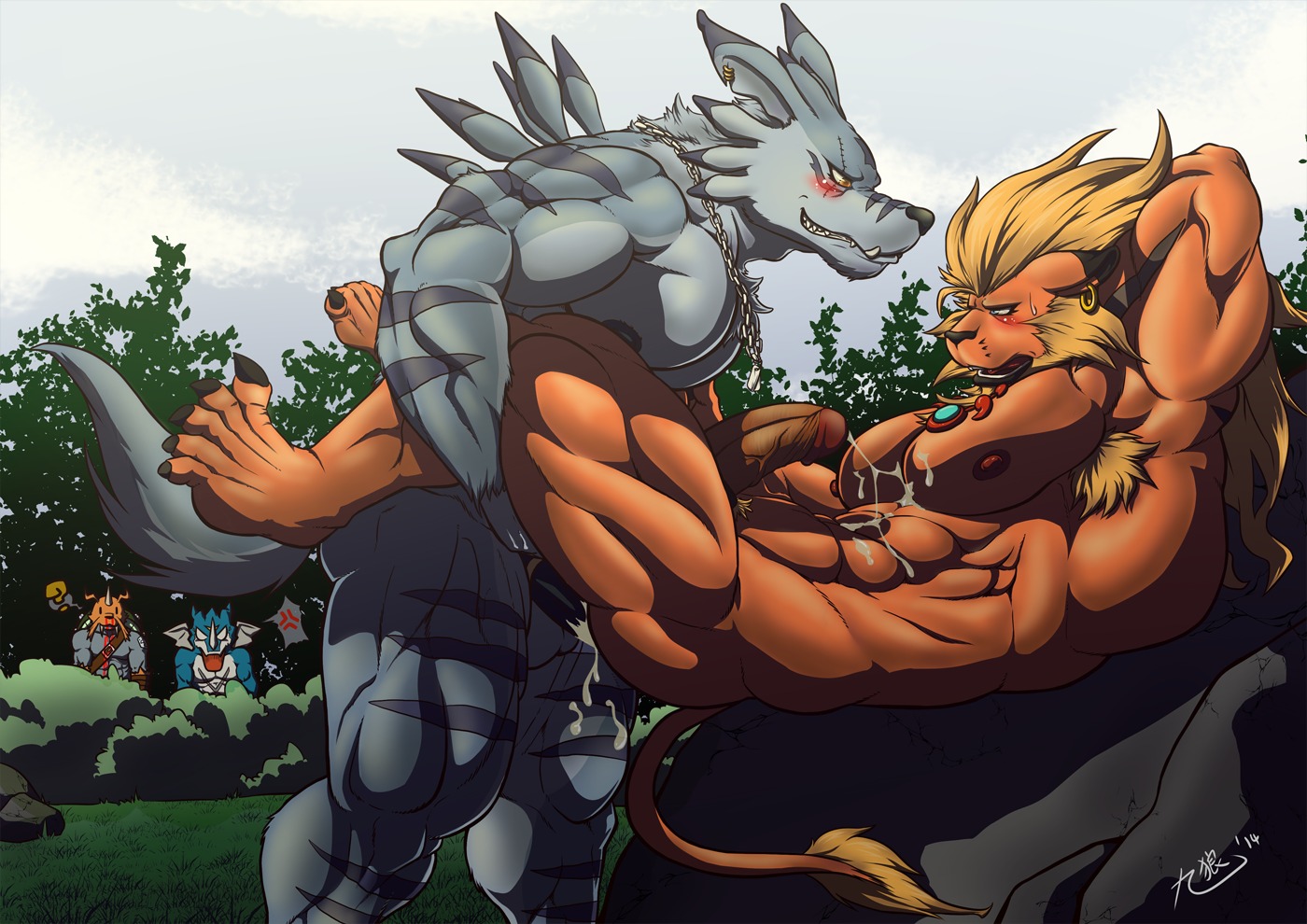 2014 :o abs anal anal_orgasm anal_penetration angry anime_nosebleed anthro armpit_hair athletic balls bandai_namco being_watched biceps big_muscles black_nose black_penis blood blush bodily_fluids body_hair boulder brown_body brown_fur butt canid canine chain chain_necklace claws countershading cross-popping_vein cum cum_in_ass cum_inside cum_on_belly cum_on_body cum_on_chest cum_on_penis cum_on_self cum_string cum_while_penetrated detailed_background digimon digimon_(species) dog_tags dragon duo_focus e621 ear_piercing ejaculation erection exveemon eye_contact fangs feet felid forest fur genital_fluids genitals grey_body grey_fur grin group hair half-closed_eyes hand_behind_head hands-free happy horn humanoid_genitalia humanoid_penis interspecies jewelry kyuuhari leaking leg_grab legs_up leomon looking_at_another looking_down lying male male/male male_penetrated male_penetrating male_penetrating_male mammal manly markings membrane_(anatomy) membranous_wings muscular muscular_male mythological_creature mythological_scalie mythology narrowed_eyes nature necklace nipples nosebleed nude on_back open_mouth orgasm outside pecs peeping penetration penile penile_penetration penis penis_in_ass piercing plant pubes question_mark rock scalie sex sharp_teeth side_view sky smile standing stripes submissive sweat table_lotus_position tail teeth toe_claws tongue tree tusks vein veiny_penis weregarurumon wings zudomon