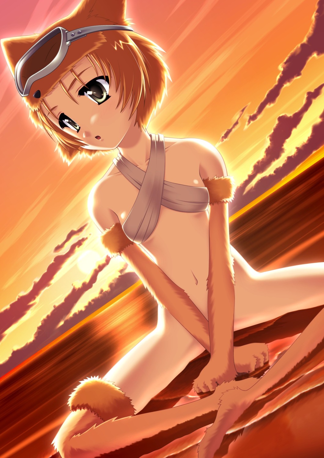 blonde_hair boss_monster clothing female flat_chest grey_eyes monster_girl moonlight_flower navel no_panties ragnarok_online rule34 simk sitting
