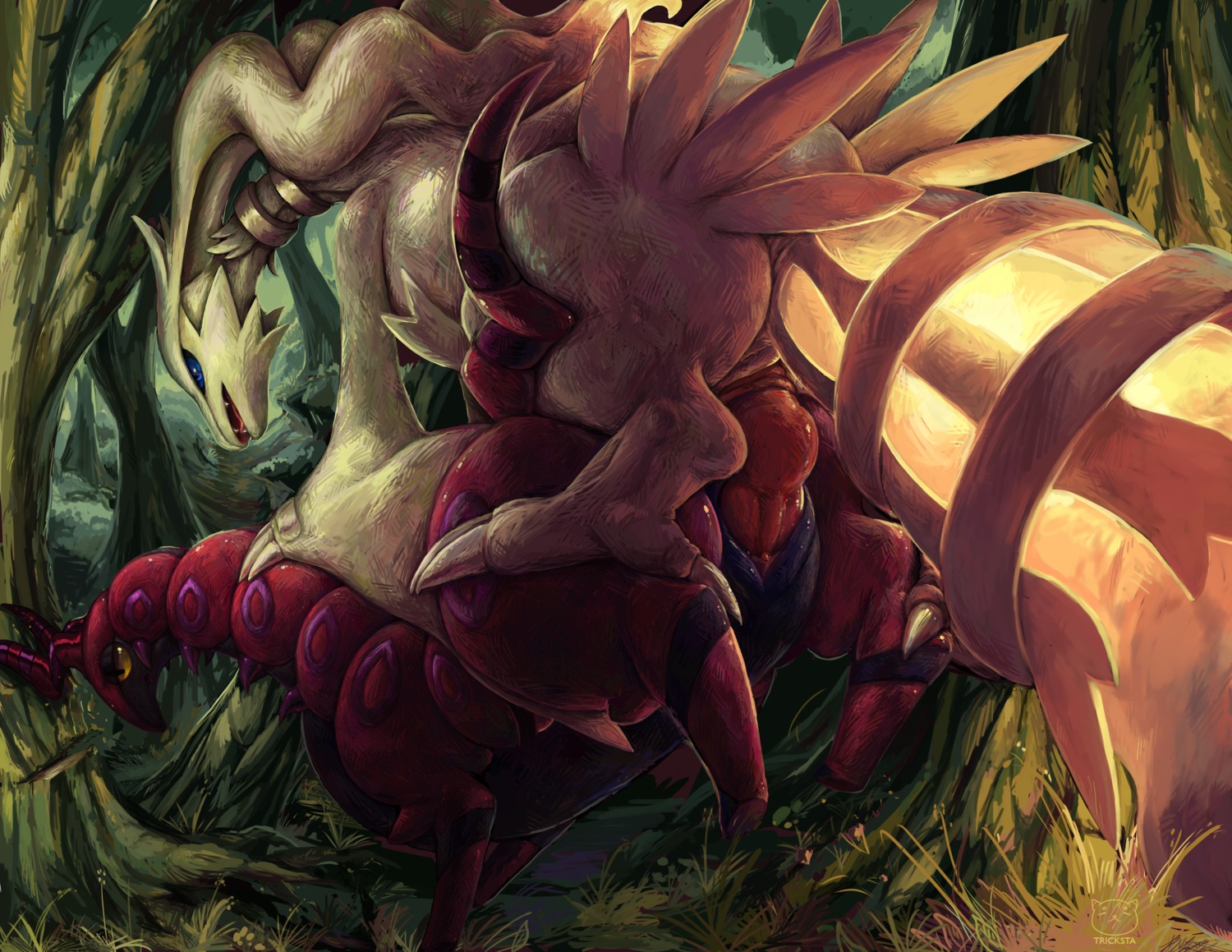 2011 absurd_res arthropod blue_eyes clitoris conditional_dnp detailed detailed_background digital_media_(artwork) digital_painting_(artwork) dragon duo e621 erection female female_penetrated feral feral_on_feral feral_penetrated forest from_behind_position generation_5_pokemon genitals hi_res horn interspecies knot legendary_pokemon male male/female male_penetrating male_penetrating_female myriapod mythological_creature mythological_scalie mythology nature nintendo nude outside painting_(artwork) penetration penile penile_penetration penis penis_in_vagina perching_position plant plump_labia pokemon pokemon_(species) reshiram scalie scolipede sex shaded tree tricksta vaginal vaginal_penetration vulva wood yellow_eyes
