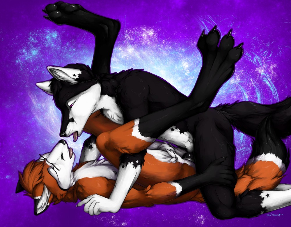 4_toes anal anal_penetration anthro balls black_penis bodily_fluids canid canine claws countershading cum digitigrade duo e621 eagle_position erection eyes_closed feet fox from_front_position genital_fluids genitals gloves_(marking) hindpaw knot leg_markings legs_up lying male male/male male_penetrated male_penetrating male_penetrating_male mammal markings milkyway_(truegrave9) missionary_position nude on_back open_mouth pawpads paws penetration penis sex socks_(marking) soles tail toes tongue tongue_out truegrave9