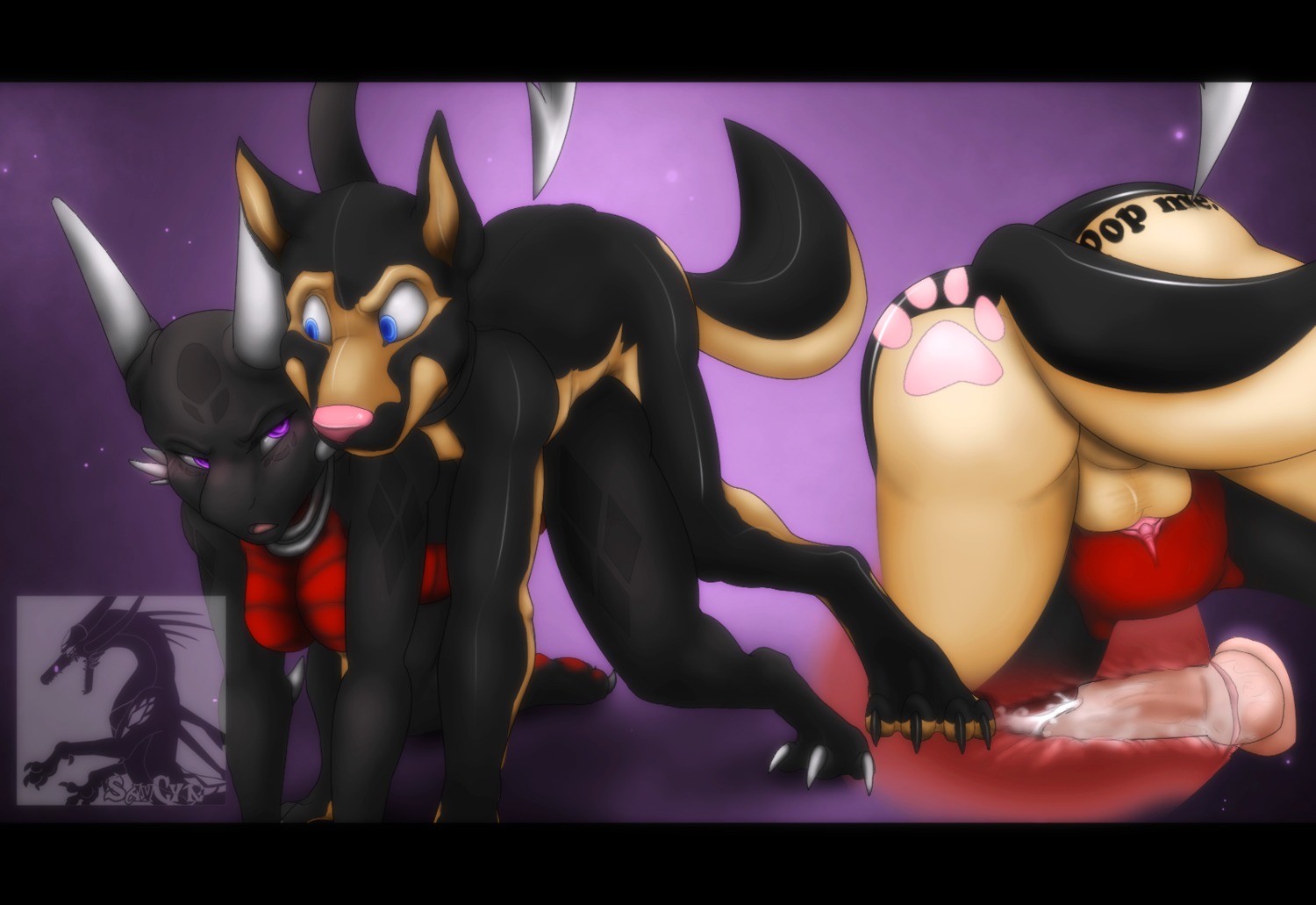 anthro anthro_only blue_eyes breasts canine claws cynder cynder-the-dragon doggy_style dragon female from_behind german_shepherd knot male mammal no_humans penetration penis purple_eyes pussy rubber_canine rule34 savage_(doktor-savage) scalie sex spyro_the_dragon vaginal_penetration