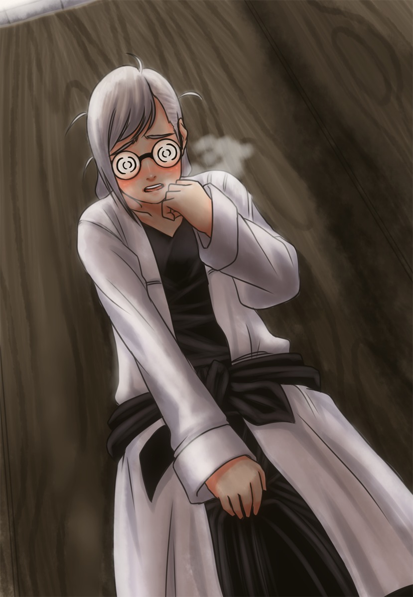 coke-bottle_glasses female glasses highres kamisuki masturbation naruto naruto_(series) naruto_shippuden open_mouth rule34 shiho_(naruto) white_hair