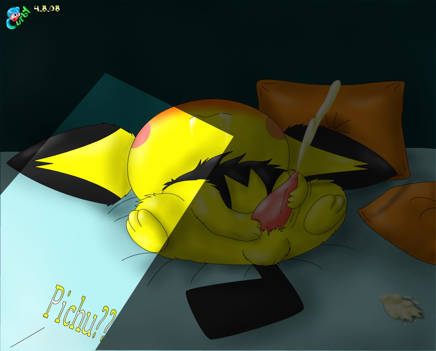 blush color cum curby feral fur lying male male_only masturbation nude on_back penis pichu pokemon rule34 solo tagme
