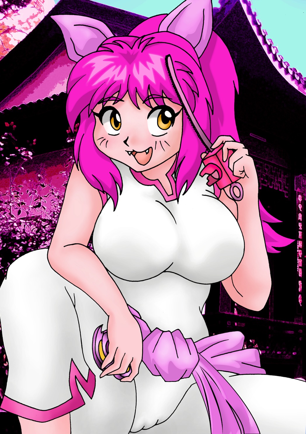 1girls bakuten_shoot_beyblade beyblade beyblade_(object) big_breasts breasts female hair_ribbon human large_breasts launcher light-skinned_female light_skin long_hair mariah_wong pink_hair pointy_chin rule34 sinister_serpent sinisterzerpent solo
