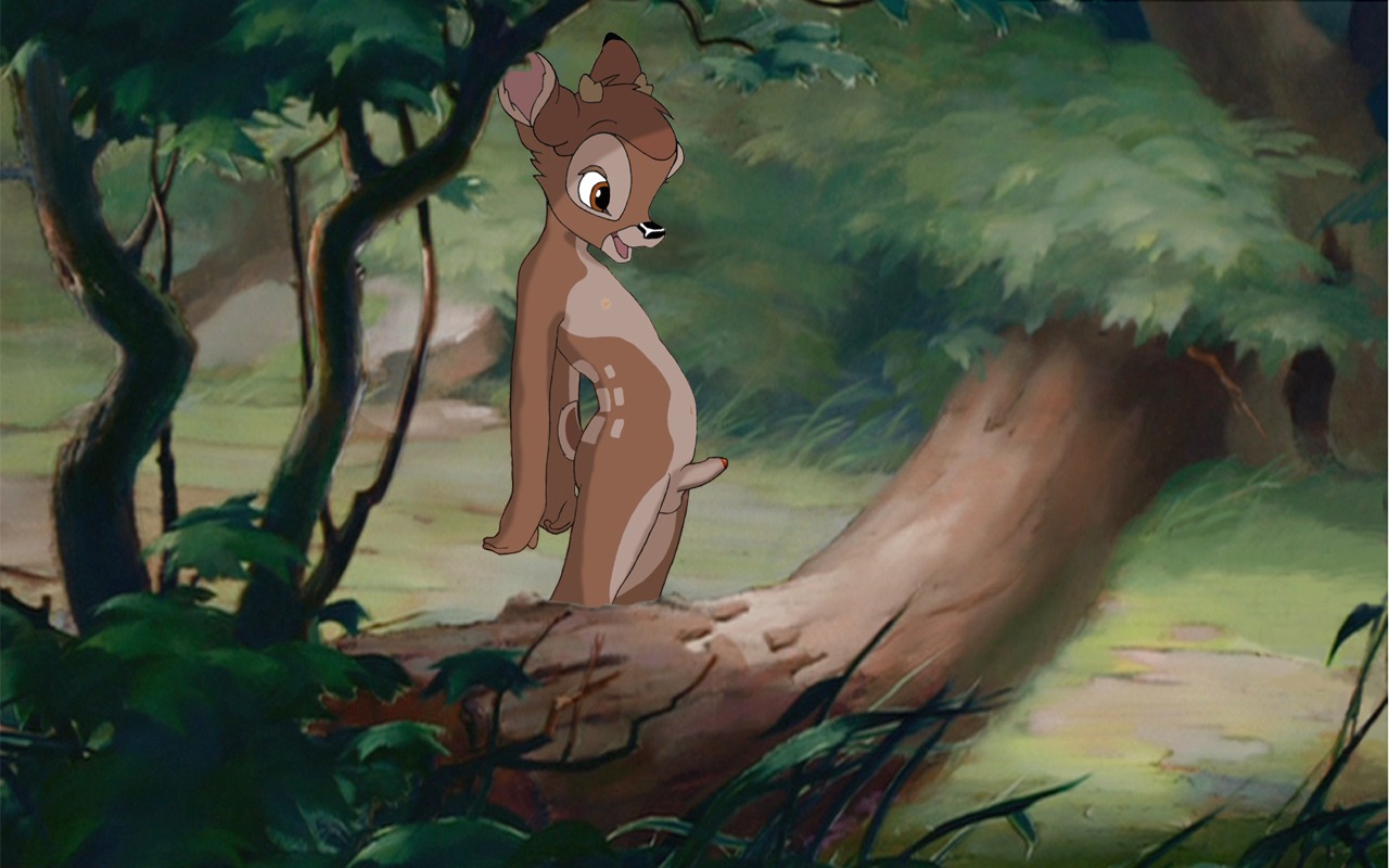1boy 3_fingers anthro arms balls ballsack bambi_(character) bambi_(film) cub deer deer_ears deer_nose deer_tail disney erect_penis forest hands humanoid_genitalia humanoid_penis log male male_only nipples open_mouth open_mouth_smile penis rule34 solo tagme testicles tongue woods