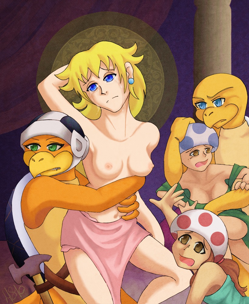 2010 female fine_art_parody hammer_bros. mario_(series) nameless-in-seattle nintendo princess_peach rule34 small_nose straight_hair toad_(mario)
