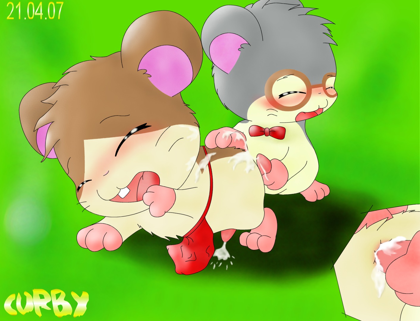2007 2boys cum curby dexter_(hamtaro) feral furry hamster hamtaro_(series) howdy_(hamtaro) male penis rule34 tagme yaoi