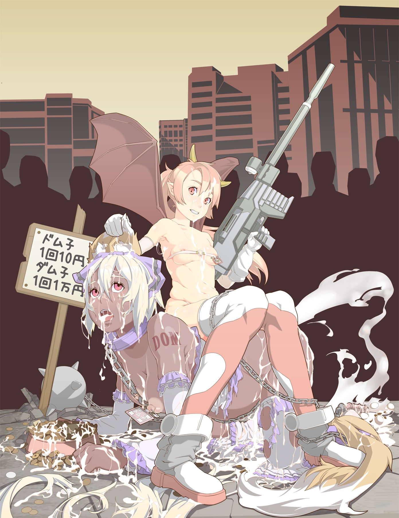 2girls all_fours anal animal_ear ball_and_chain bat_wings beltbra bondage boots breasts bukkake buttplug buttplug_leash chains character_request collar copyright_request cum cum_in_mouth cumflated cumflation dark_skin demon demon_girl detached_sleeves ear_grab elbow_gloves empty_eyes facial female femdom femsub gloves grin gun gundam high_resolution horns human_chair human_furniture humiliation inflation large_buttplug leash lezdom long_hair money multiple_females multiple_girls name_tag nipple_piercing nipple_tag nipples nude open_mouth overflow pet_bowl piercing pink_eyes pink_hair plump ponytail pregnant price prostitution public_use puffy_nipples rule34 safety_pin safety_pin_piercing short_hair sign sitting sitting_on_person smile spiked_buttplug stomach_bulge tail tan tanline tattoo tenako text thighhighs tied_hair tongue torn_clothes translated trigger_discipline weapon white_hair wings yuri