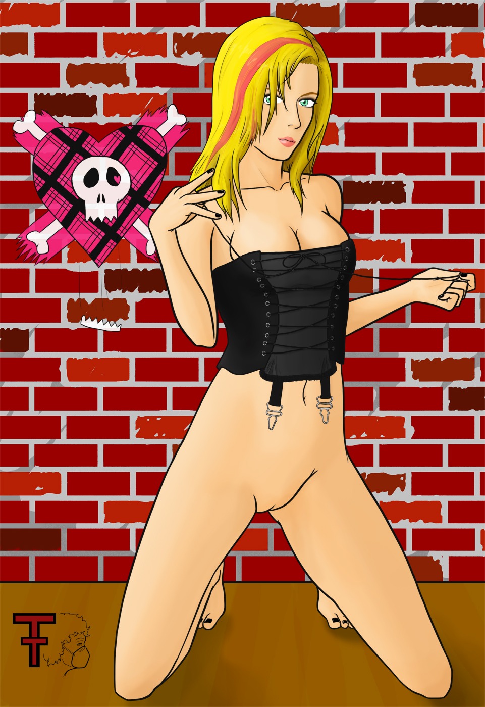 avril_lavigne blonde_female blonde_hair celebrity corset female green_eyes kneeling real_person rule34 singer tagme traviesotimido