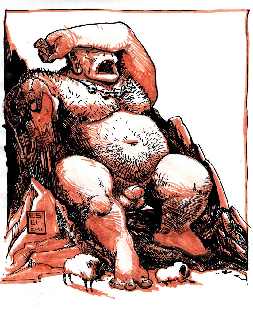 1boy balls ballsack barefoot beefy blazingcheeks body_hair chest_hair chubby cyclops flaccid flaccid_penis foreskin greek_mythology hairy hairy_belly hairy_male humanoid humanoid_penis male male_nipples male_only masculine mature_male monster muscular muscular_male mythology nipple_piercing nipples nude nude_male odyssey odyssey_(homer) partially_retracted_foreskin penis piercing polyphemus pubes pubic_hair retracted_foreskin rule34 scrotum solo spread_legs testicles the_epic_cycle uncircumcised uncut yawn