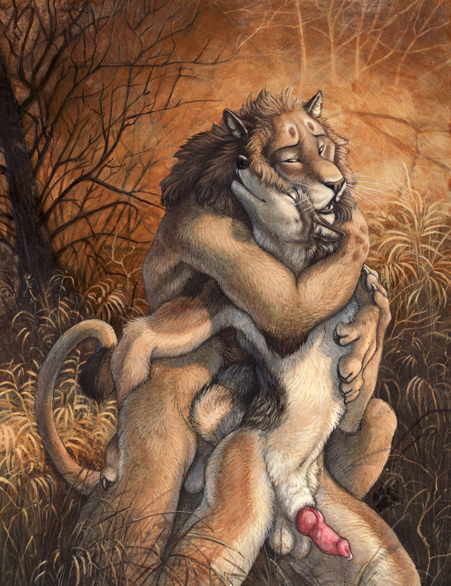 2012 anal anal_penetration anatomically_correct anatomically_correct_genitalia anatomically_correct_penis animal_genitalia animal_penis anthro anthro_on_anthro balls blotch bodily_fluids brown_body brown_fur canid canine canine_genitalia canine_penis canis claws cuddling detached_sheath detailed_background duo e621 erection eyes_closed felid from_behind_position fur genital_fluids genitals hand_on_chest hand_on_leg hi_res hug interspecies jackal kneeling knot lion looking_pleasured male male/male male_penetrated male_penetrating male_penetrating_male mammal mane nude open_mouth outside pantherine pawpads paws penetration penis precum romantic romantic_ambiance romantic_couple sex sheath smaller_version_at_source smile tail tail_tuft tan_body tan_fur tuft white_body white_fur yellow_eyes