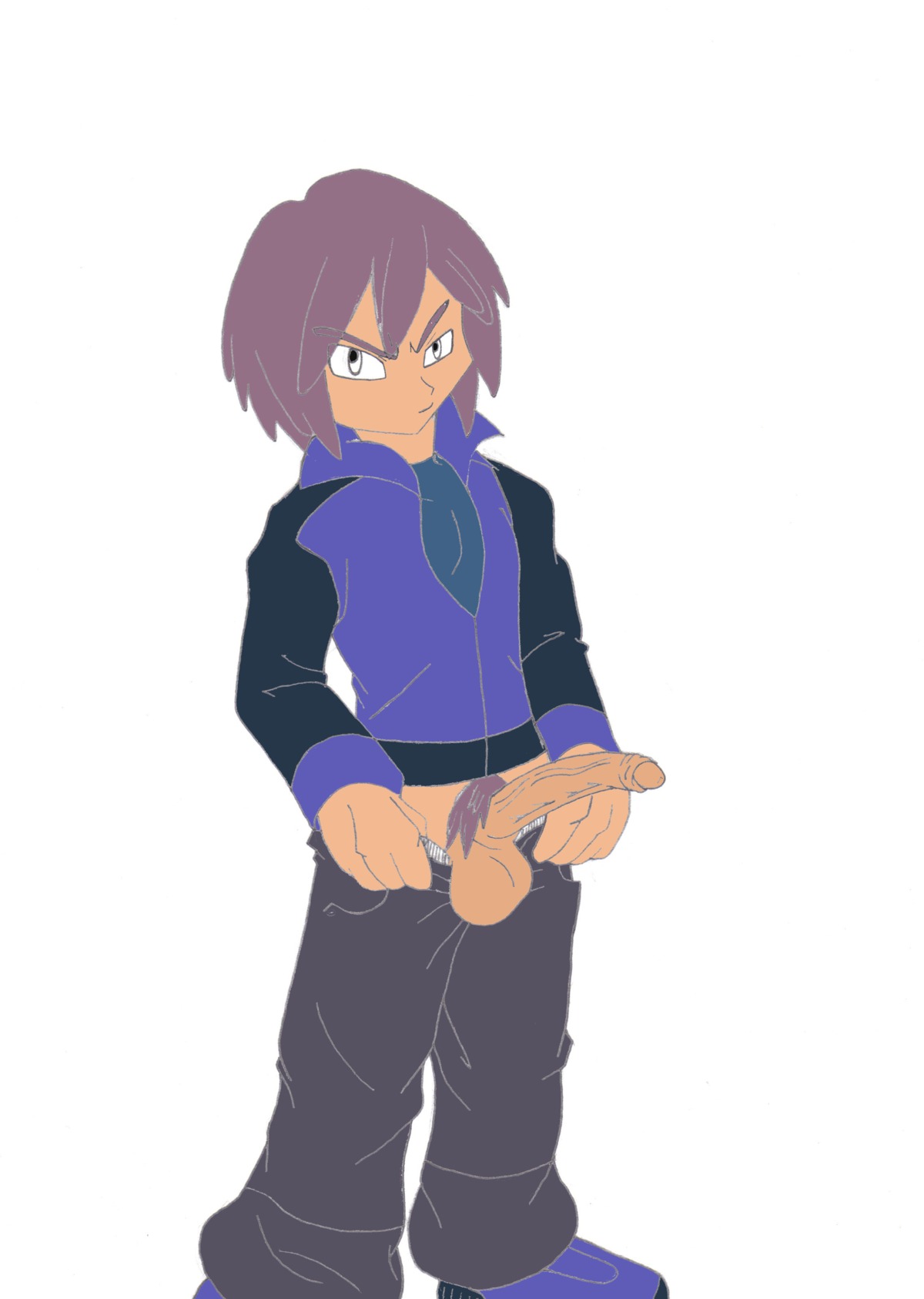 color human male male_only paul paul_(pokemon) pokemon rule34 shinji_(pokemon) solo