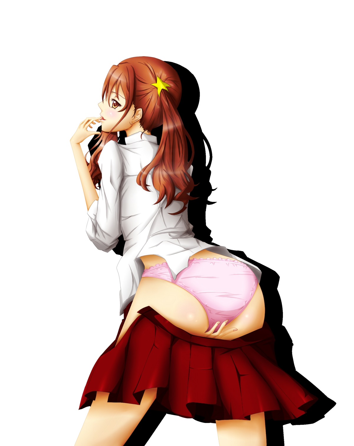 anjou_naruko ano_hi_mita_hana_no_namae_wo_bokutachi_wa_mada_shiranai. artist_request ass brown_eyes brown_hair female female_only high_resolution human long_hair masturbation panties pink_panties rule34 skirt solo tied_hair twintails underwear