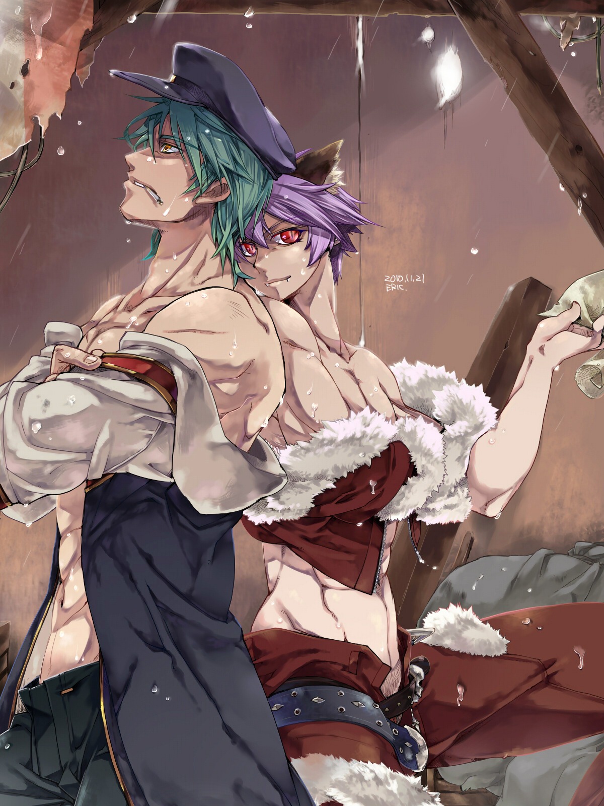 2boys animal_ears back-to-back clothing eriku gay male male_only monk multiple_boys multiple_males muscles muscular muscular_male ragnarok_online rogue rule34 tagme topless uncensored wet yaoi