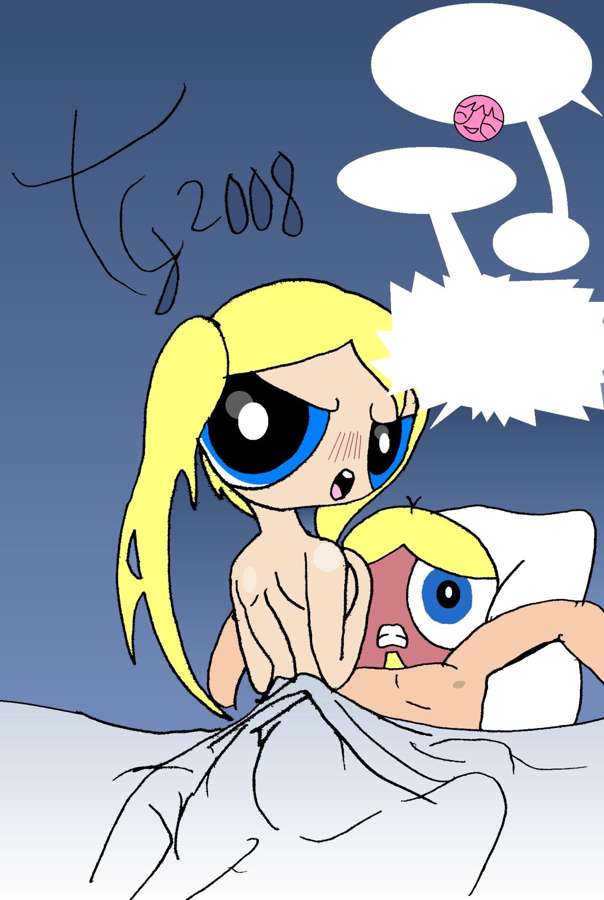 1boy 1girls 2008 boomer_(powerpuff_girls) bubbles_(powerpuff_girls) female hyper_eyes male powerpuff_girls rowdyruff_boys rule34 straight_hair toongrowner