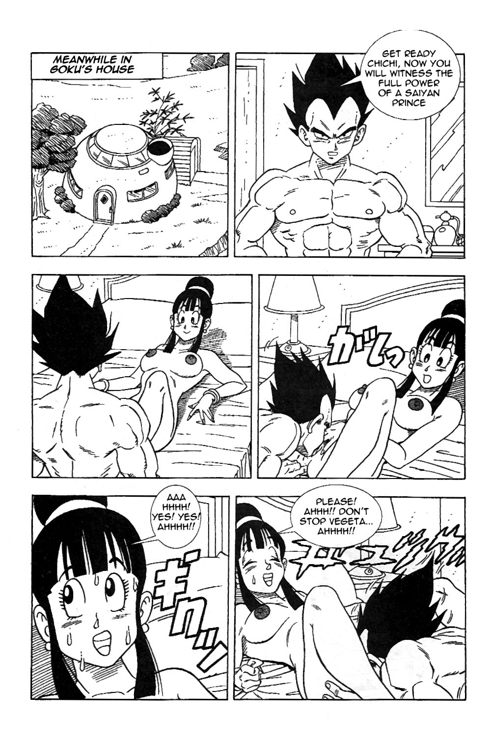 abs biceps bodybuilder cheating cheating_female cheating_wife chichi comic cunnilingus dragon_ball dragon_ball_z female human male oral pecs pubic_hair rule34 straight vegeta