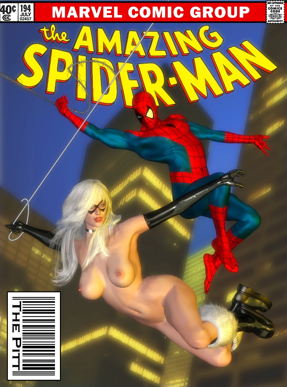 3d black_cat_(marvel) breasts choker felicia_hardy female gloves human male marvel marvel_comics mask navel nipples peter_parker pubic_hair rule34 spider-man spider-man_(series) straight_hair the_pitt white_hair