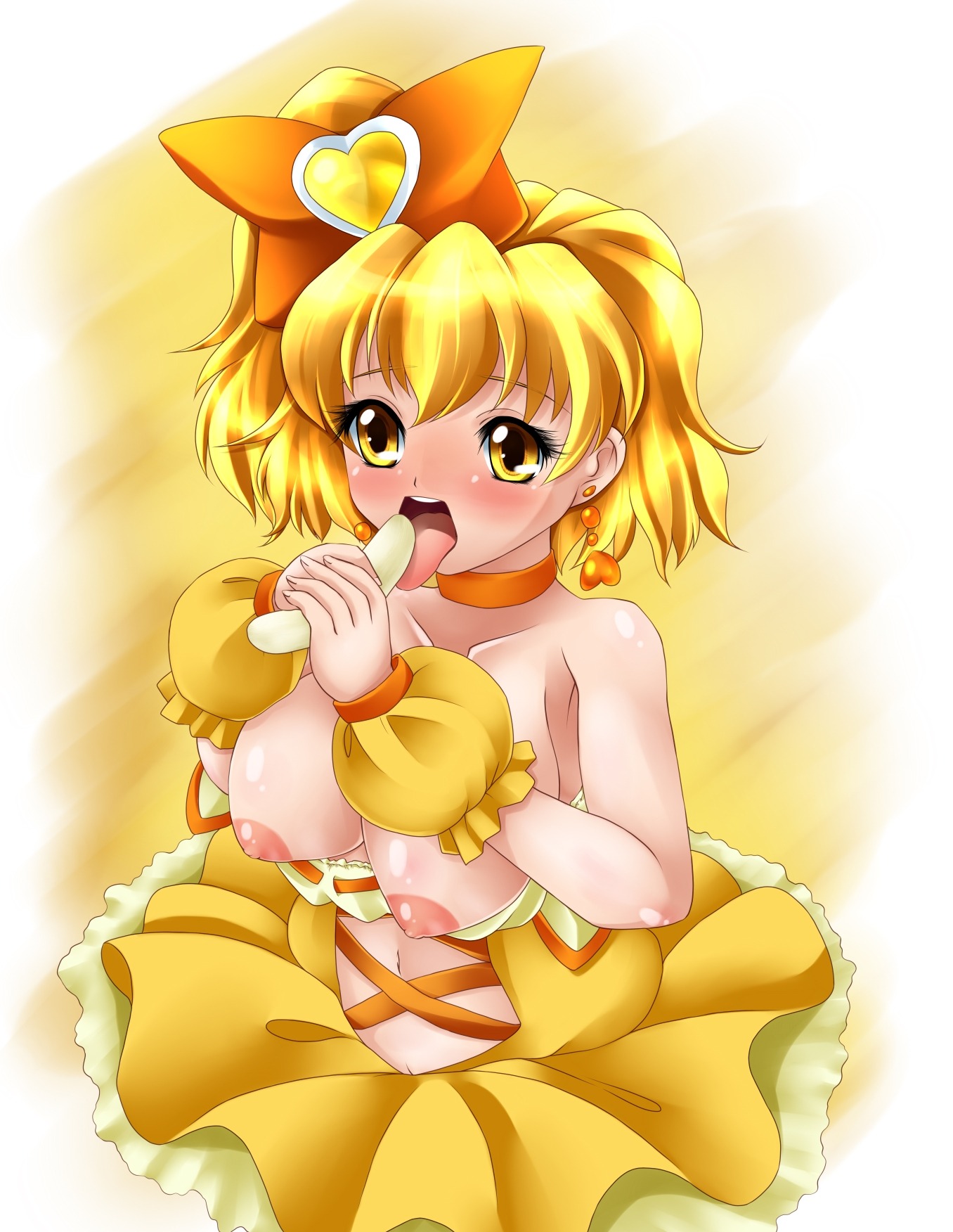 bow breasts clothing cure_pine dress female fresh_precure! fresh_pretty_cure inori_yamabuki kurogane_(artist) large_breasts magical_girl majesticrune precure pretty_cure rule34 tagme